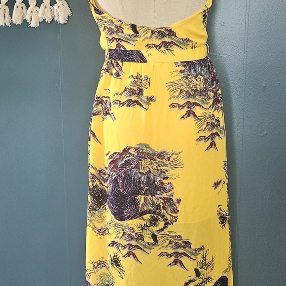 Guess Maxi Dress Yellow Purple Floral – Halter Backless Summer Dress – Size Smal - Picture 8 of 16
